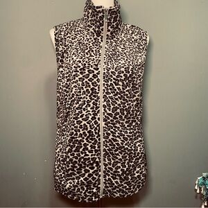 Silver wear Leopard Print Zip-Up Fleece Vest Size L